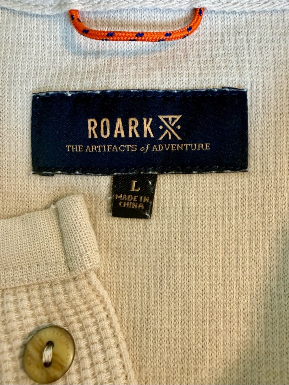 EUC 💥 Roark Men’s Companion Waffle Henley L Cream Thermal Long Sleeve - Picture 2 of 10